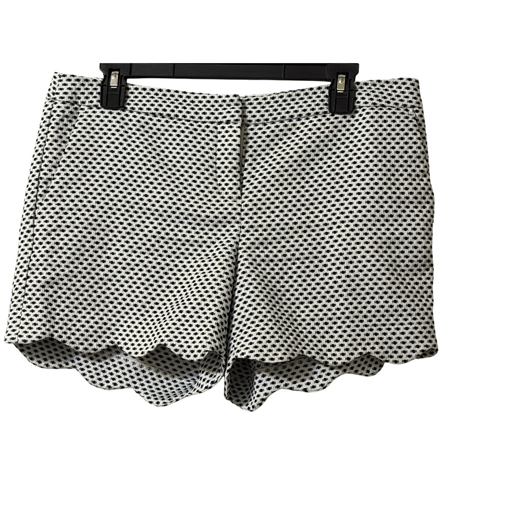 Saint Tropez West Womens Navy White Geometric Dot Scalloped‎ Hem Shorts Size 10